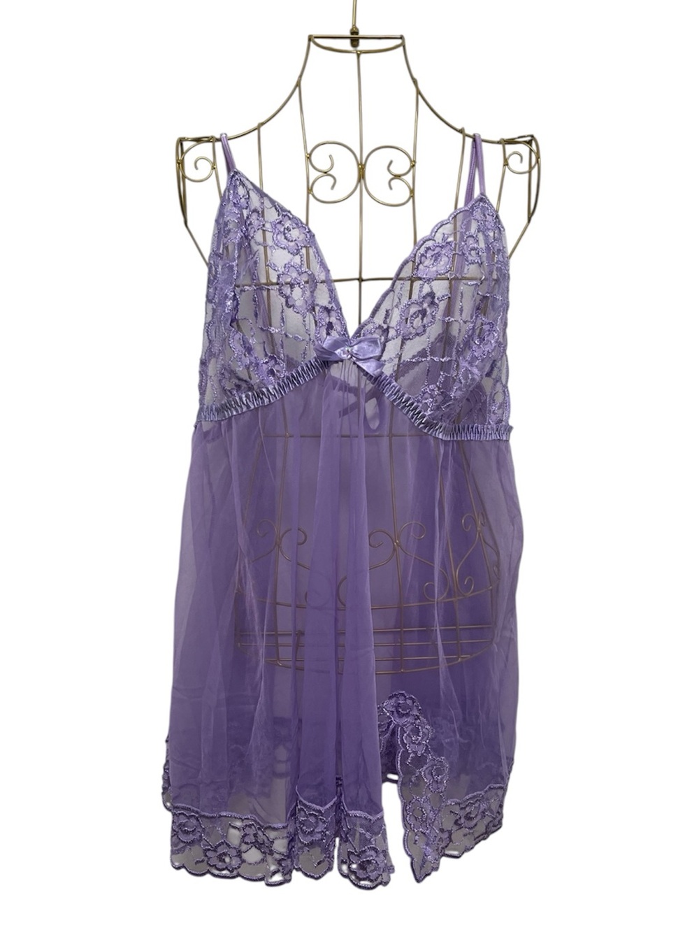 Frederick’s of Hollywood Sheer Lavender Lace Chemise Nightie Size 2X